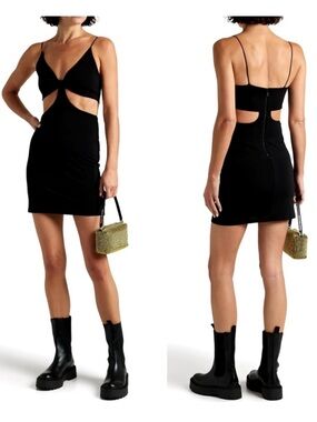 New Alice + Olivia Havana Cut Out Cady Mini Dress Black LBD Sz 4